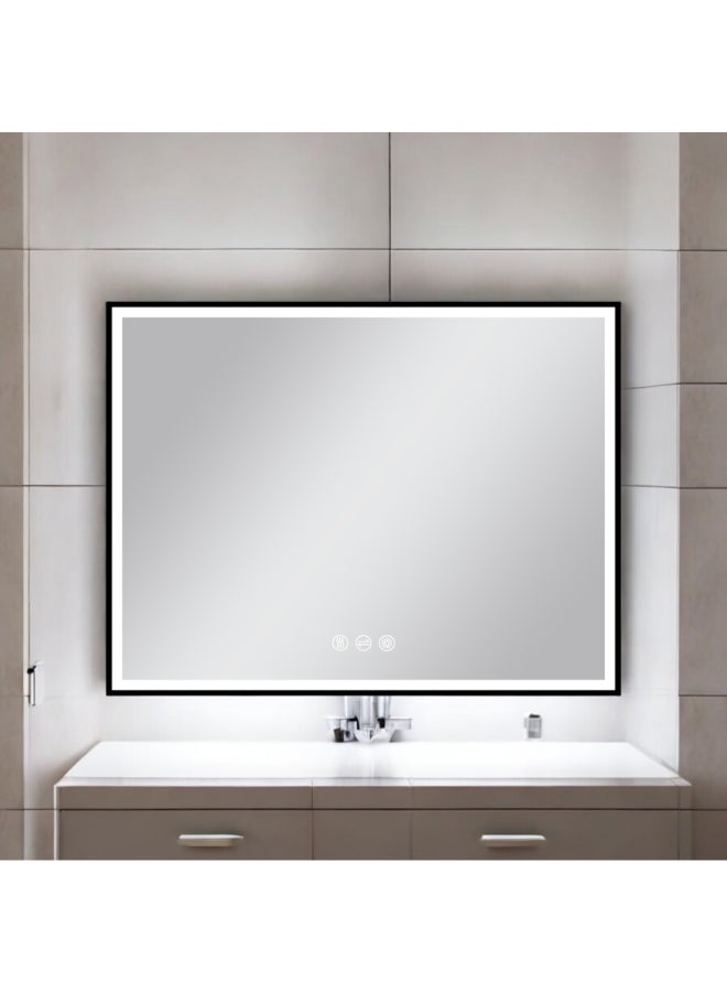 Aqua Drop Rectangular Copper Free Environmental Bathroom LED Mirror Black 80 x 60 cm DWSF6080SSTF-BB - Image 2